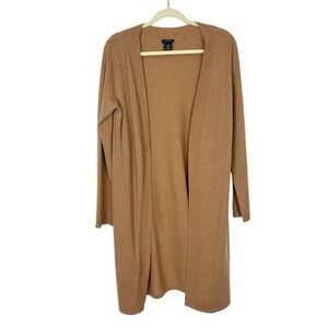 Sofie 100% Cashmere Cardigan Sweater Womens Medium Tan Open Longline Knit Duster